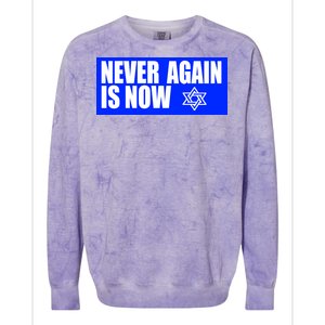 Never Again Is Now Jewish Israel Pride Am Yisrael Chai Colorblast Crewneck Sweatshirt