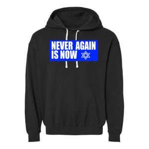 Never Again Is Now Jewish Israel Pride Am Yisrael Chai Garment-Dyed Fleece Hoodie