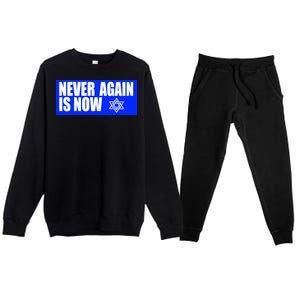 Never Again Is Now Jewish Israel Pride Am Yisrael Chai Premium Crewneck Sweatsuit Set