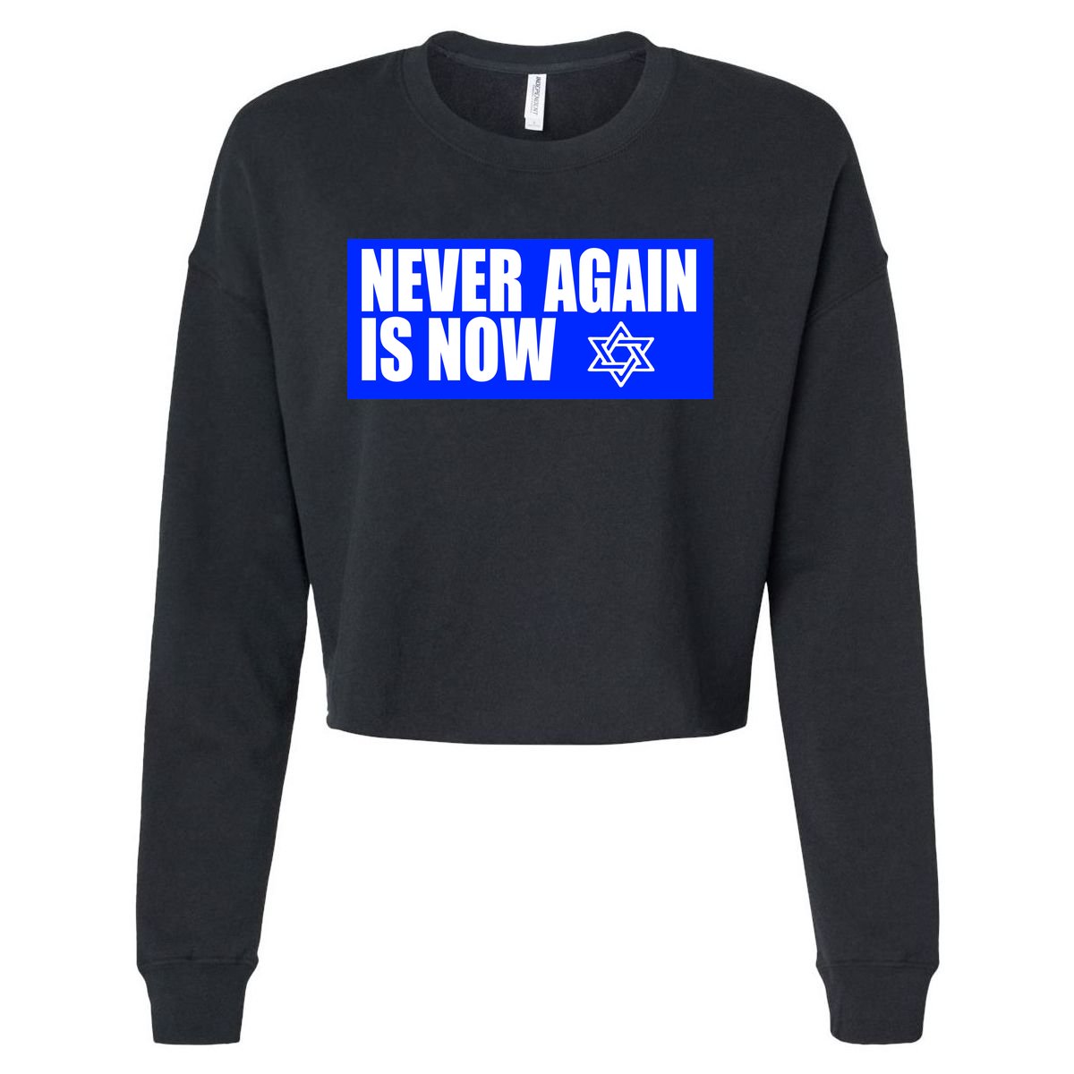 Never Again Is Now Jewish Israel Pride Am Yisrael Chai Cropped Pullover Crew