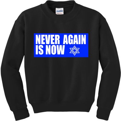 Never Again Is Now Jewish Israel Pride Am Yisrael Chai Kids Sweatshirt