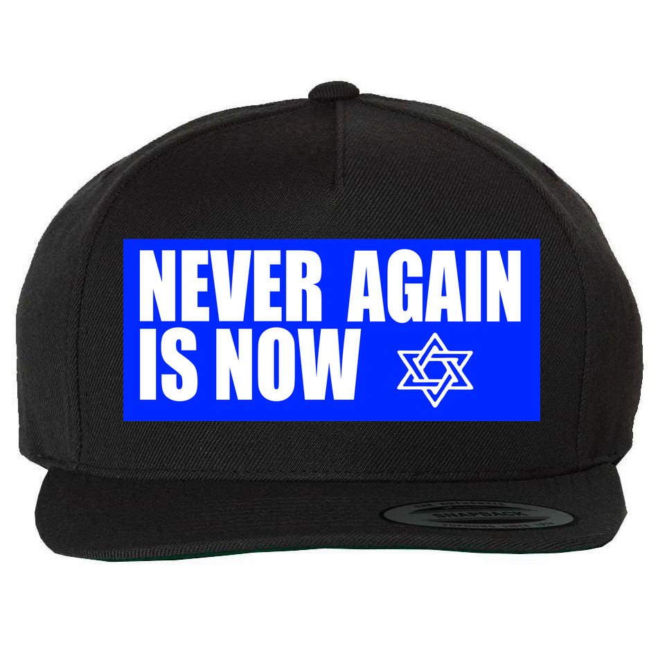 Never Again Is Now Jewish Israel Pride Am Yisrael Chai Wool Snapback Cap