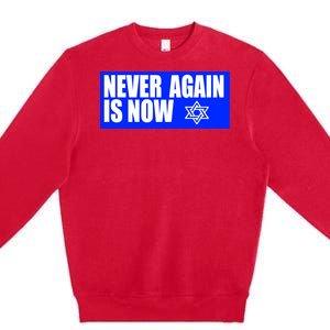 Never Again Is Now Jewish Israel Pride Am Yisrael Chai Premium Crewneck Sweatshirt