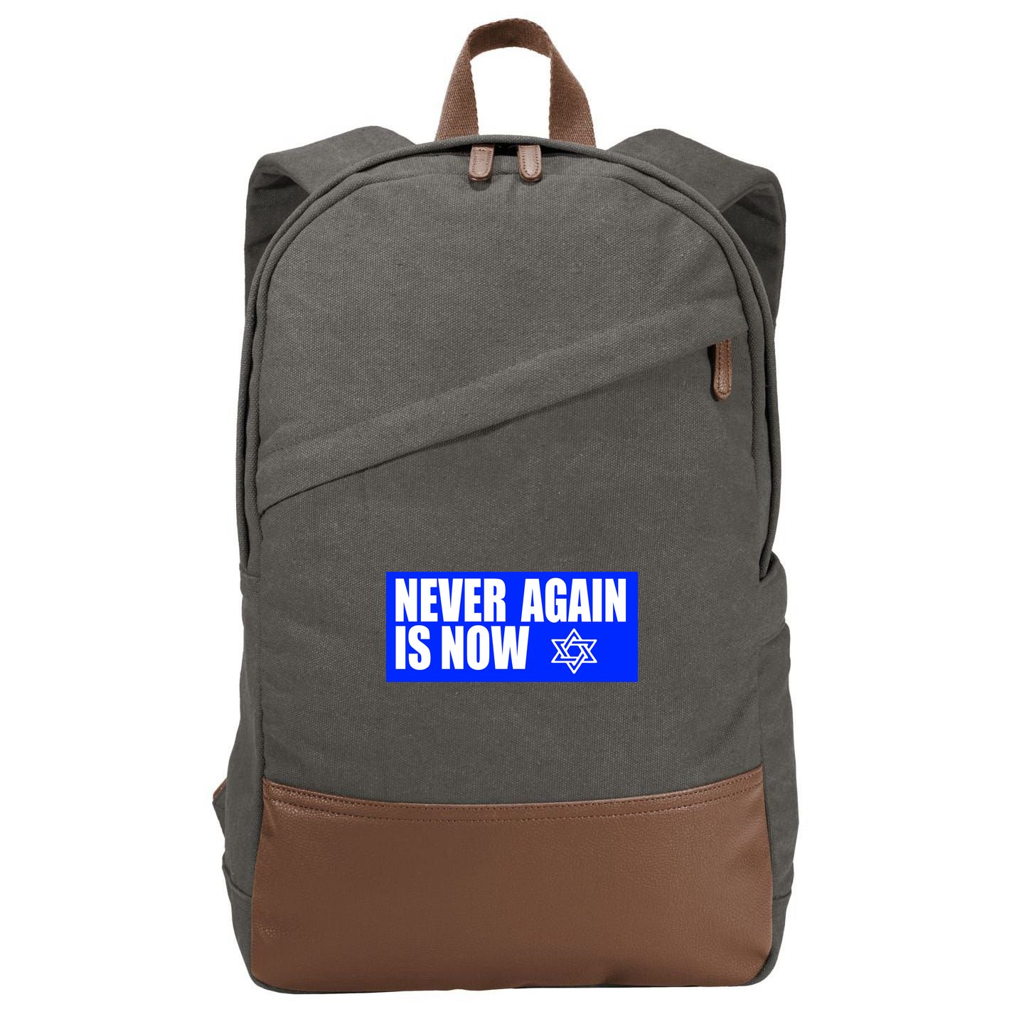 Never Again Is Now Jewish Israel Pride Am Yisrael Chai Cotton Canvas Backpack