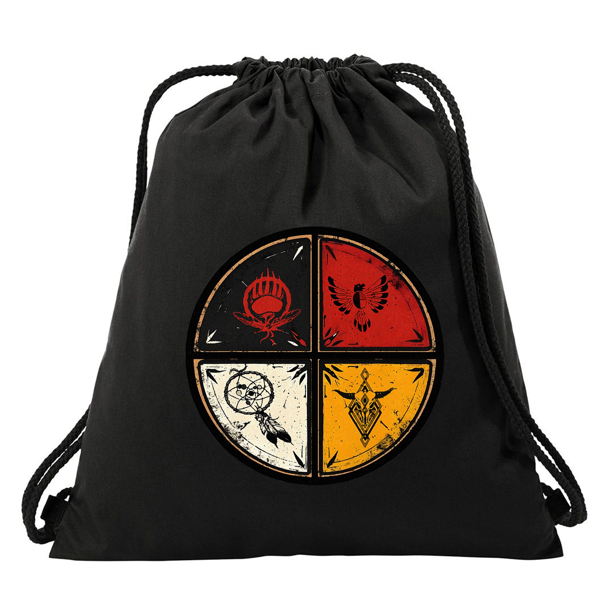 Native American Indian Medicine Wheel Drawstring Bag