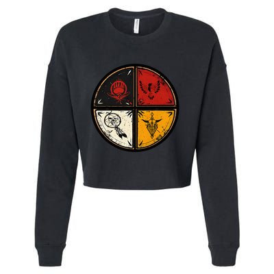 Native American Indian Medicine Wheel Cropped Pullover Crew