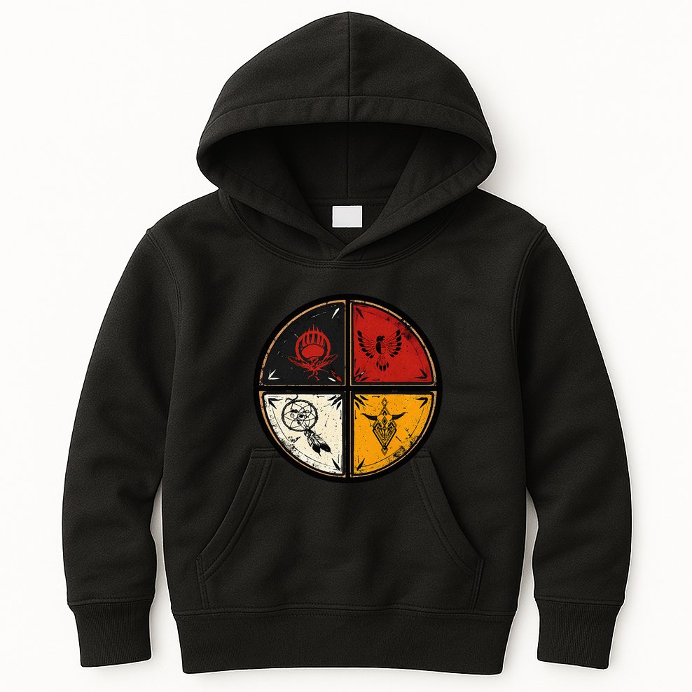 Native American Indian Medicine Wheel Kids Hoodie