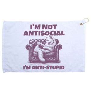 Not Antisocial IM Anti Stupid Cat Lover Sarcastic Quotes Grommeted Golf Towel