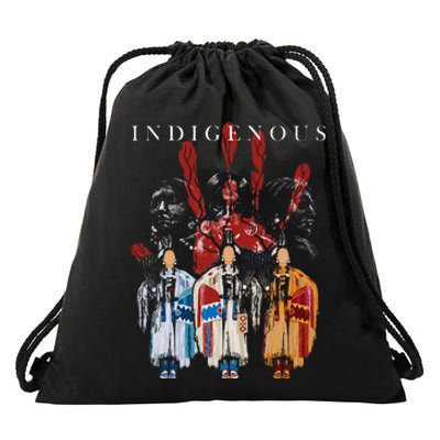 Native American Indigenous Red Hand Indian Blood Themed Drawstring Bag