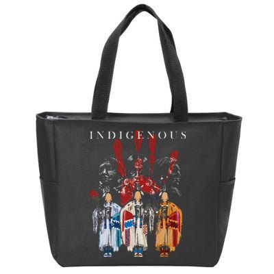 Native American Indigenous Red Hand Indian Blood Themed Zip Tote Bag