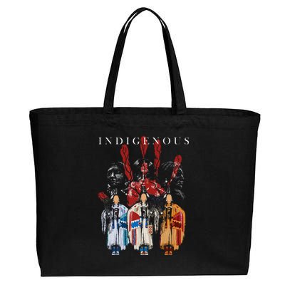 Native American Indigenous Red Hand Indian Blood Themed Cotton Canvas Jumbo Tote