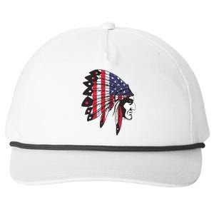 Native American Indian Chief American USA Flag 4th Of July Snapback Five-Panel Rope Hat