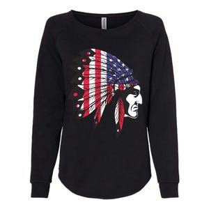 Native American Indian Chief American USA Flag 4th Of July Womens California Wash Sweatshirt