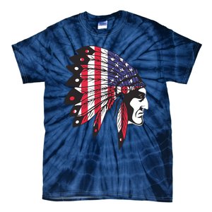 Native American Indian Chief American USA Flag 4th Of July Tie-Dye T-Shirt