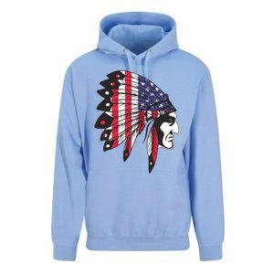 Native American Indian Chief American USA Flag 4th Of July Unisex Surf Hoodie