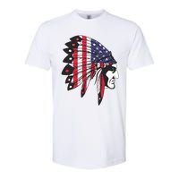 Native American Indian Chief American USA Flag 4th Of July Softstyle CVC T-Shirt