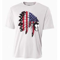 Native American Indian Chief American USA Flag 4th Of July Cooling Performance Crew T-Shirt