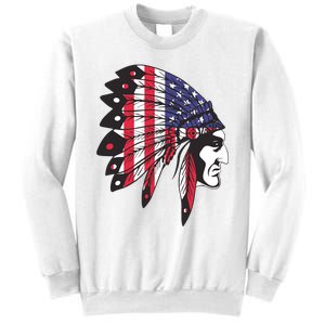 Native American Indian Chief American USA Flag 4th Of July Sweatshirt