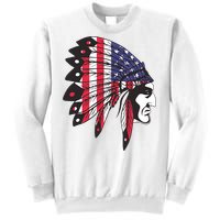 Native American Indian Chief American USA Flag 4th Of July Sweatshirt