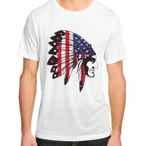 Native American Indian Chief American USA Flag 4th Of July Adult ChromaSoft Performance T-Shirt