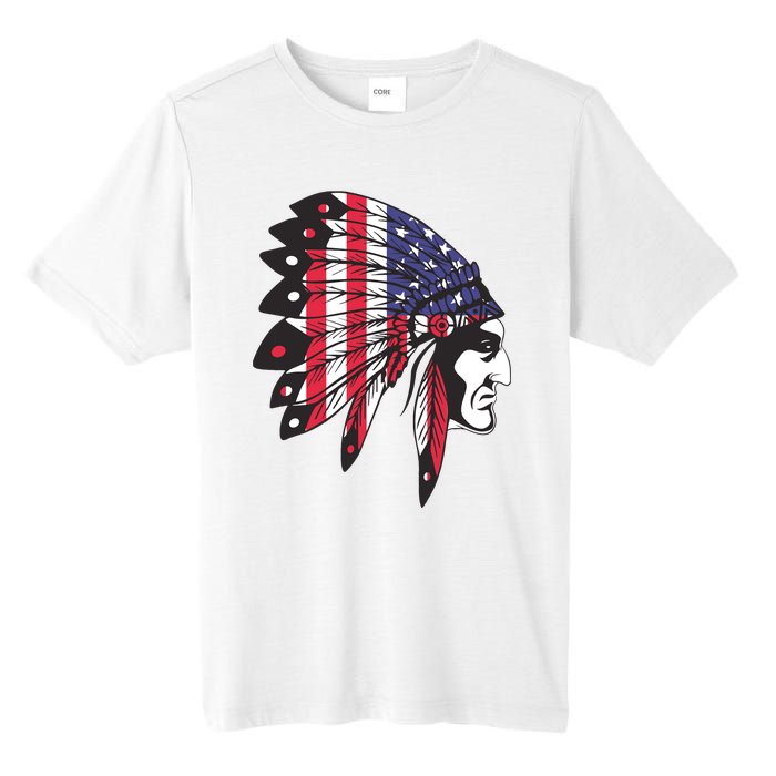 Native American Indian Chief American USA Flag 4th Of July Tall Fusion ChromaSoft Performance T-Shirt