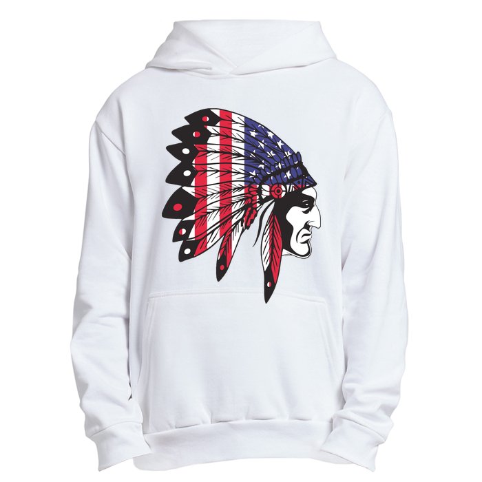 Native American Indian Chief American USA Flag 4th Of July Urban Pullover Hoodie