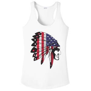 Native American Indian Chief American USA Flag 4th Of July Ladies PosiCharge Competitor Racerback Tank