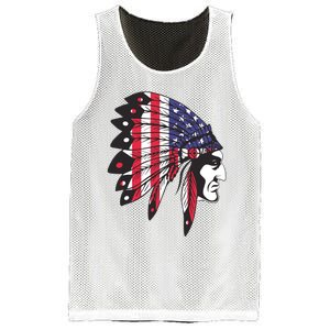 Native American Indian Chief American USA Flag 4th Of July Mesh Reversible Basketball Jersey Tank