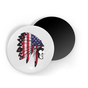 Native American Indian Chief American USA Flag 4th Of July Magnet