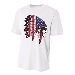 Native American Indian Chief American USA Flag 4th Of July Performance Sprint T-Shirt