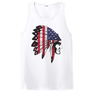 Native American Indian Chief American USA Flag 4th Of July PosiCharge Competitor Tank