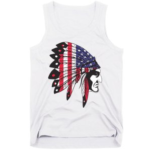 Native American Indian Chief American USA Flag 4th Of July Tank Top