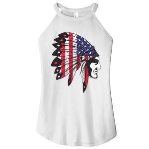 Native American Indian Chief American USA Flag 4th Of July Women's Perfect Tri Rocker Tank