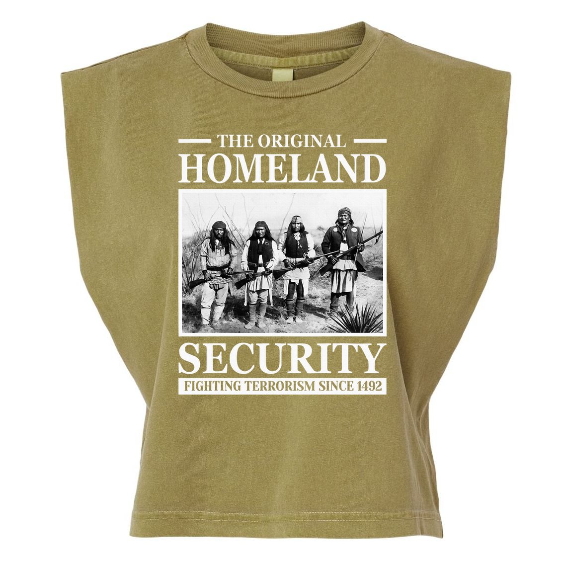 Native American Indian Heritage Original Homeland Security Garment-Dyed Women's Muscle Tee