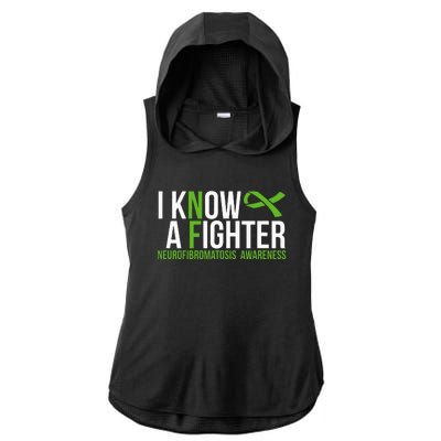 Neurofibromatosis Awareness I Know A Fighter Ladies PosiCharge Tri-Blend Wicking Draft Hoodie Tank