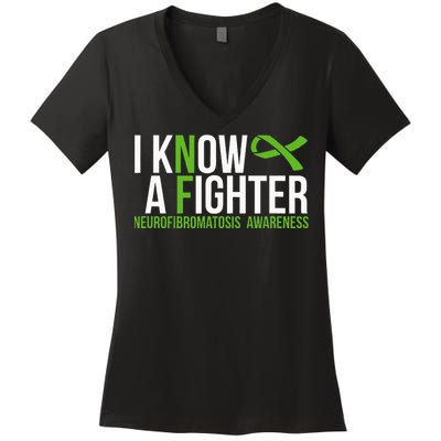 Neurofibromatosis Awareness I Know A Fighter Women's V-Neck T-Shirt