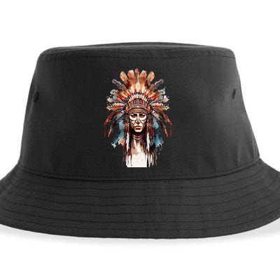 Native American Indian Headpiece feathers Sustainable Bucket Hat