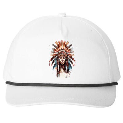 Native American Indian Headpiece feathers Snapback Five-Panel Rope Hat