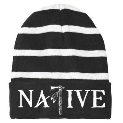 Native American Indian Day Pride Indigenous Cherokee Striped Beanie with Solid Band