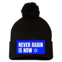 Never Again Is Now Jewish Israel Pride Am Yisrael Chai Pom Pom 12in Knit Beanie