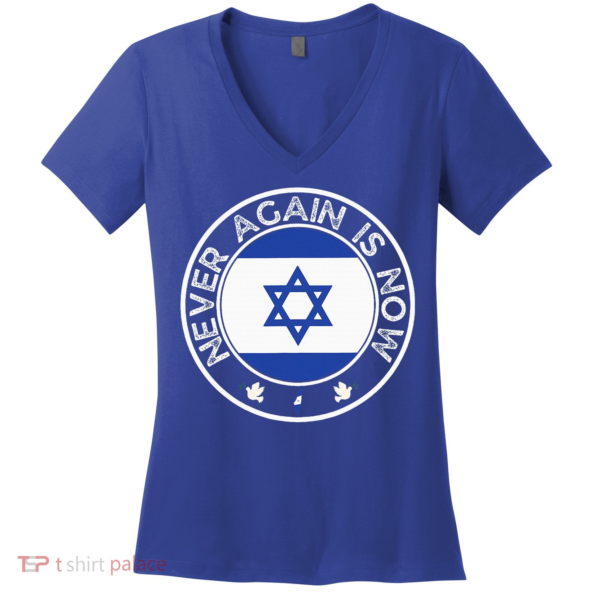 Never Again Is Now Support For Jews And Israel Women's V-Neck T-Shirt