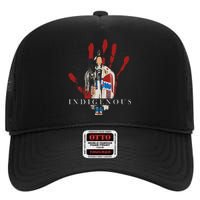 Native American Indigenous Red Hand Indian Blood Themed High Crown Mesh Back Trucker Hat