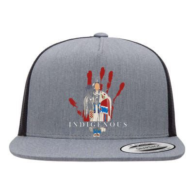 Native American Indigenous Red Hand Indian Blood Themed Flat Bill Trucker Hat