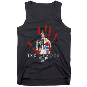 Native American Indigenous Red Hand Indian Blood Themed Tank Top