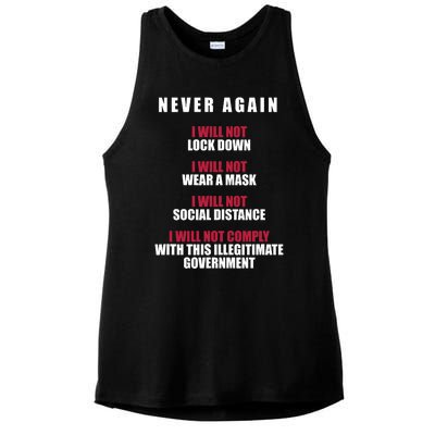 Never Again I Will Not Comply Cant Believe This Government Ladies PosiCharge Tri-Blend Wicking Tank