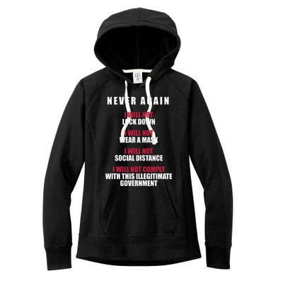 Never Again I Will Not Comply Cant Believe This Government Women's Fleece Hoodie