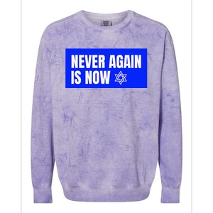 Never Again Is Now Jewish Israel Pride Am Yisrael Chai Colorblast Crewneck Sweatshirt