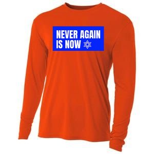 Never Again Is Now Jewish Israel Pride Am Yisrael Chai Cooling Performance Long Sleeve Crew