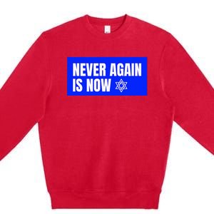 Never Again Is Now Jewish Israel Pride Am Yisrael Chai Premium Crewneck Sweatshirt