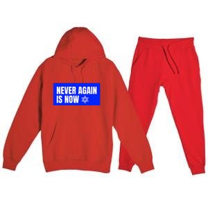 Never Again Is Now Jewish Israel Pride Am Yisrael Chai Premium Hooded Sweatsuit Set